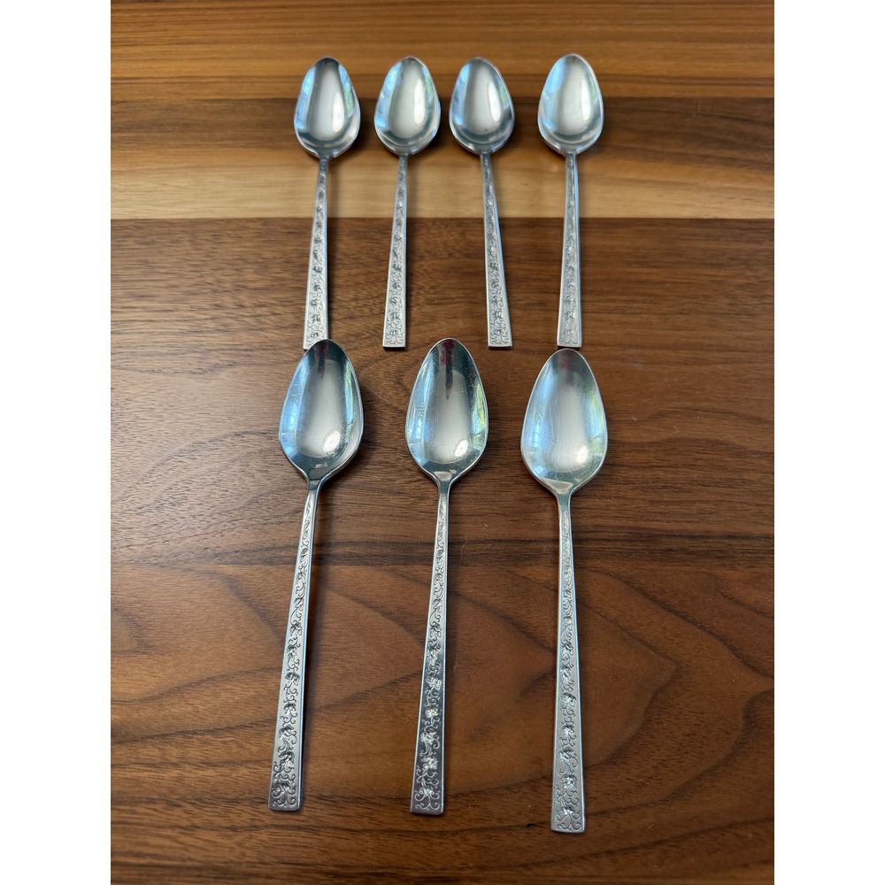 VTG 1847 Rogers Bros Silver Lace Silverplate Teaspoons Set of 7 Floral Scroll